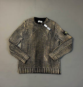 Stone Island Black Hand Corrosion Cable Knit Jumper