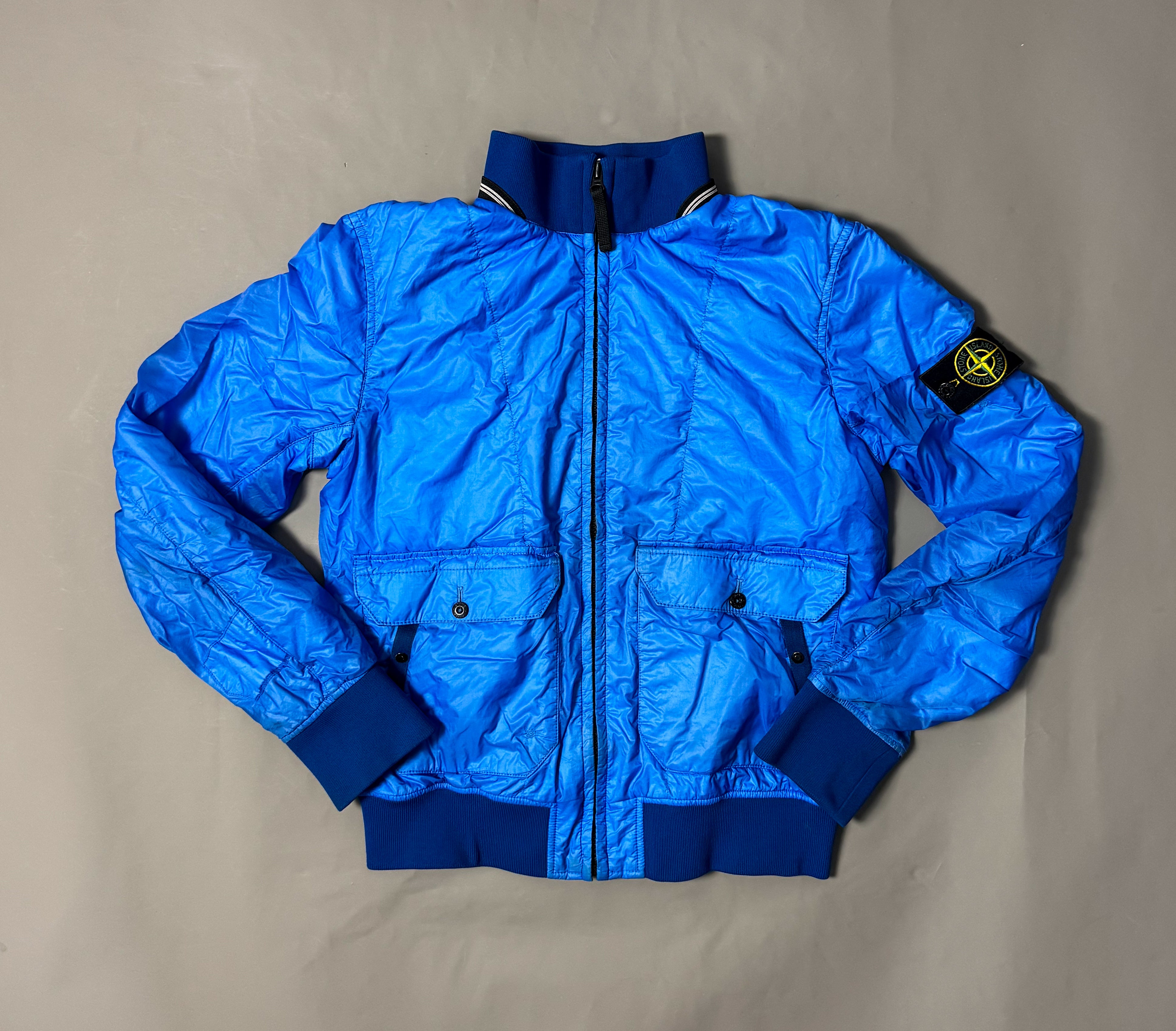 Stone Island Blue Tyveck Micro Rip Stop Bomber Jacket - Medium