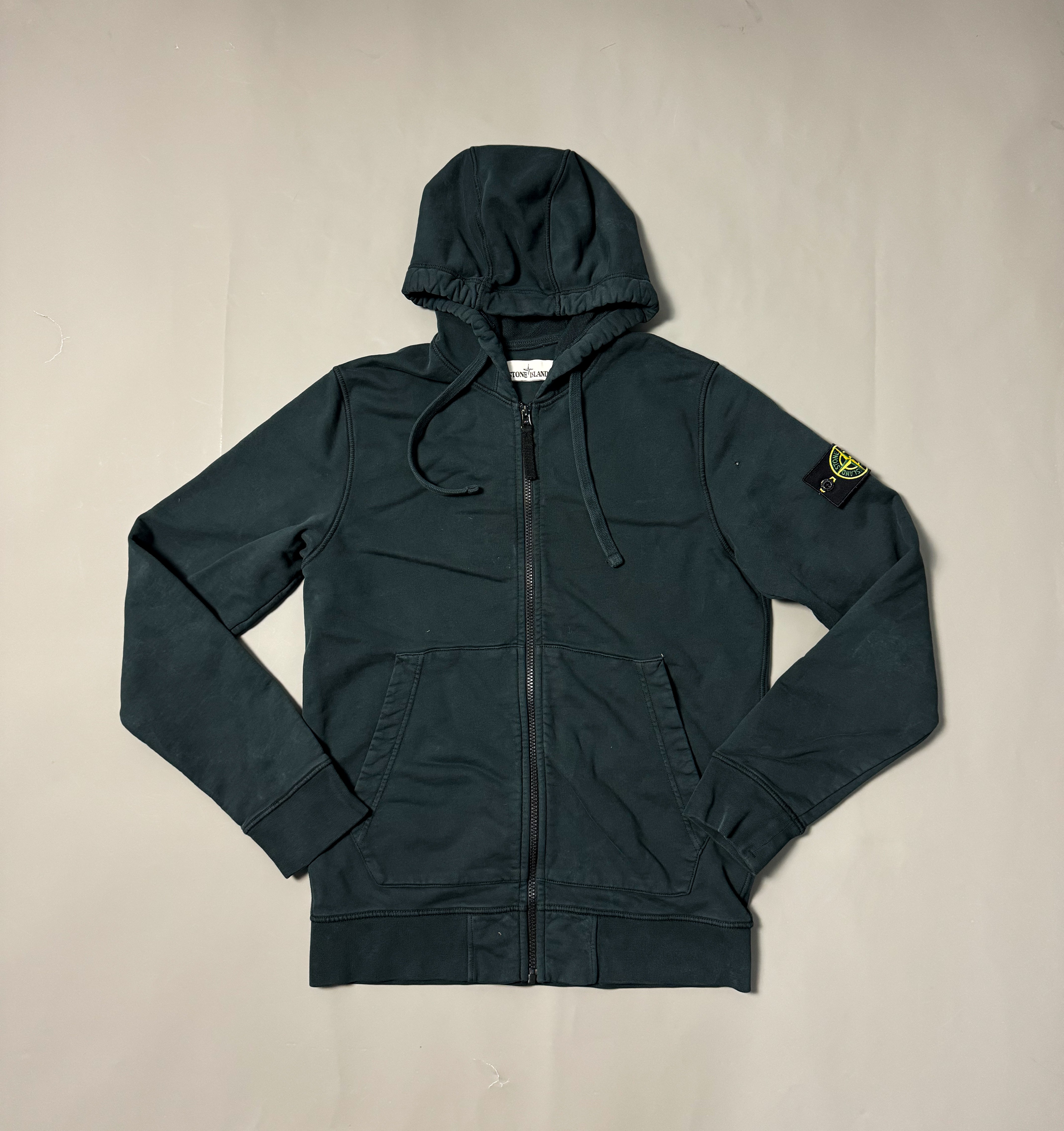 Stone Island Navy Zip Up Hoodie - Medium