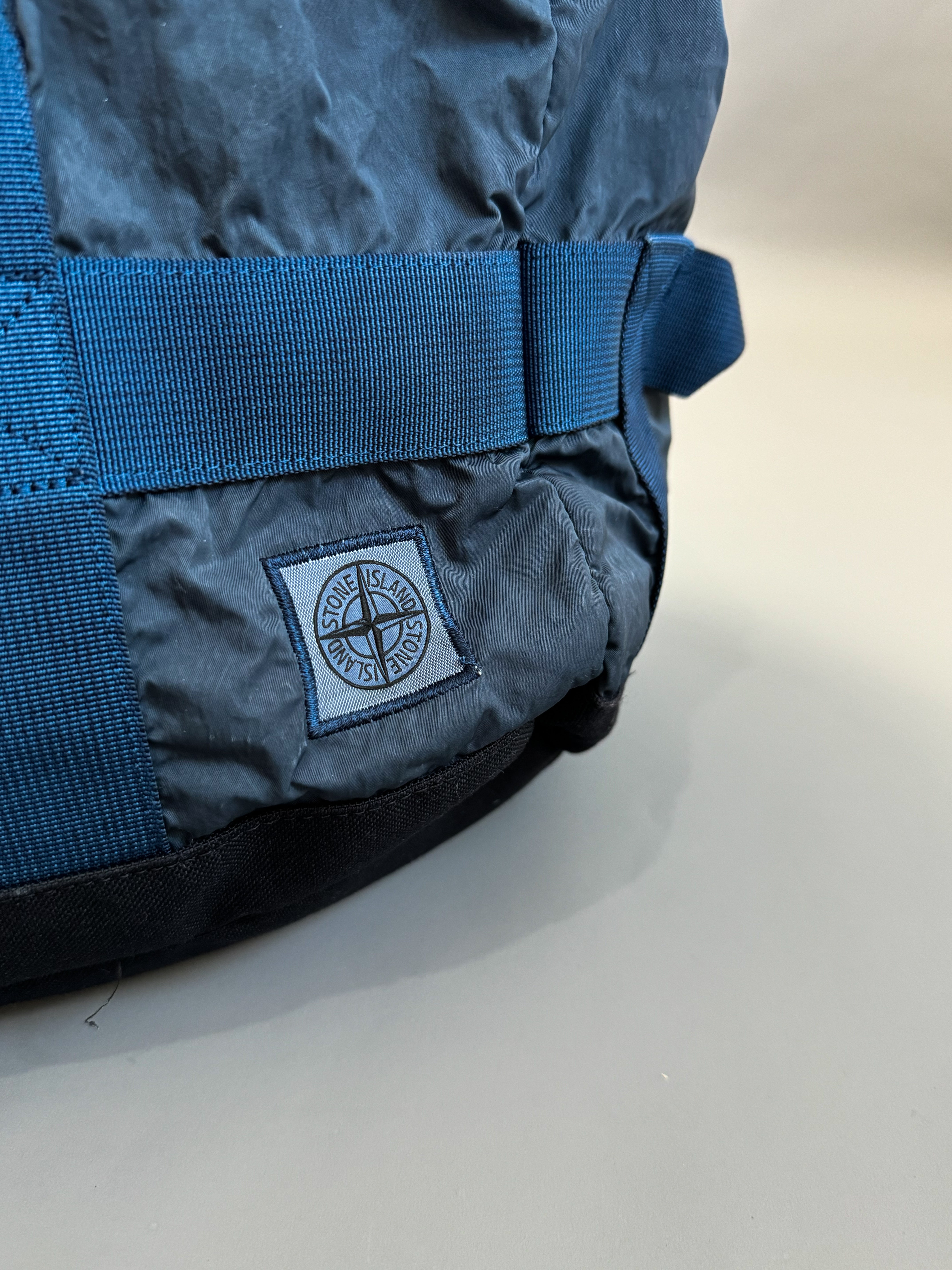 Stone Island Blue Nylon Metal Shimmer Travel Duffle Bag