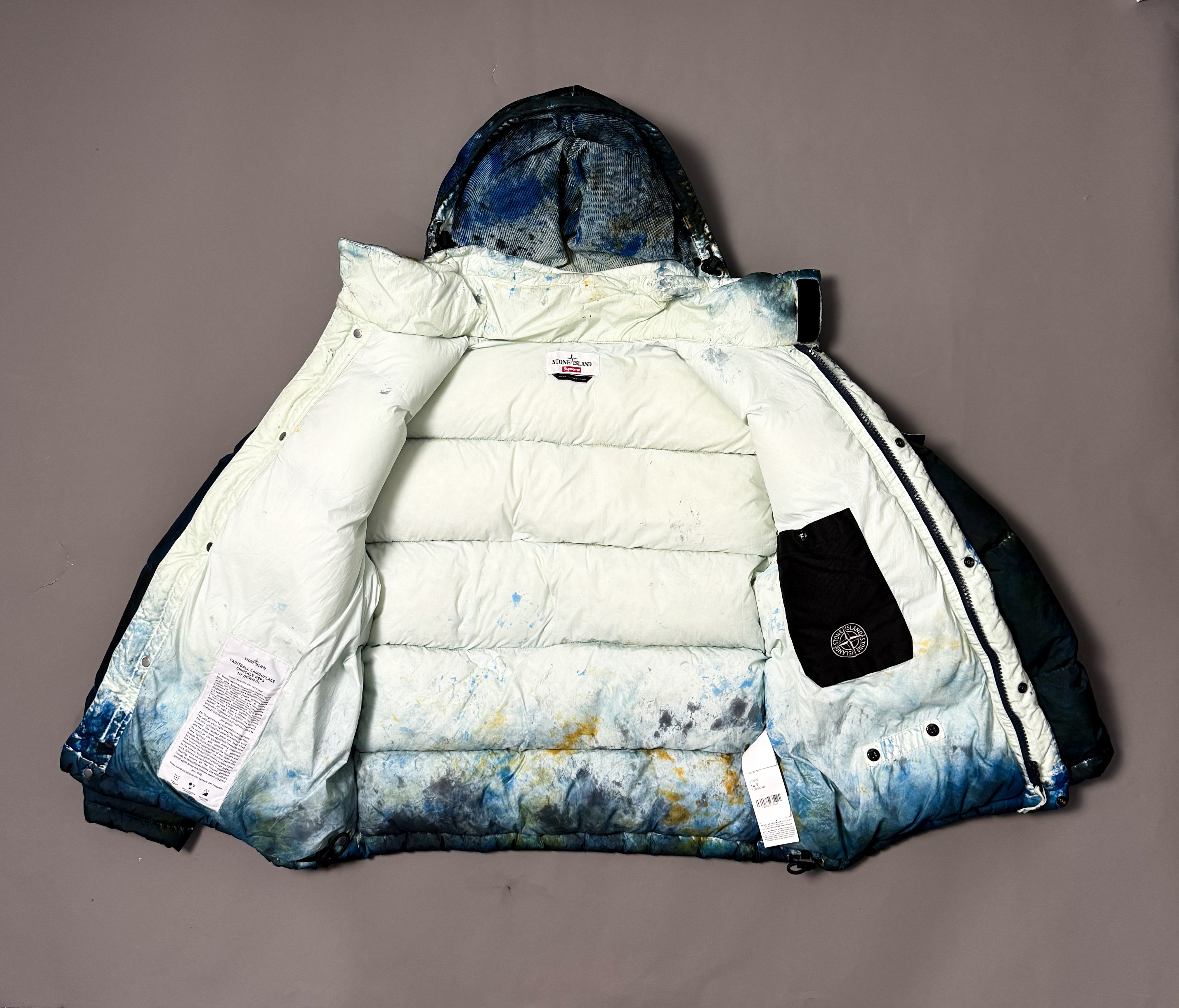 Stone Island Supreme Paintball Camo Crinkle Reps Puffer