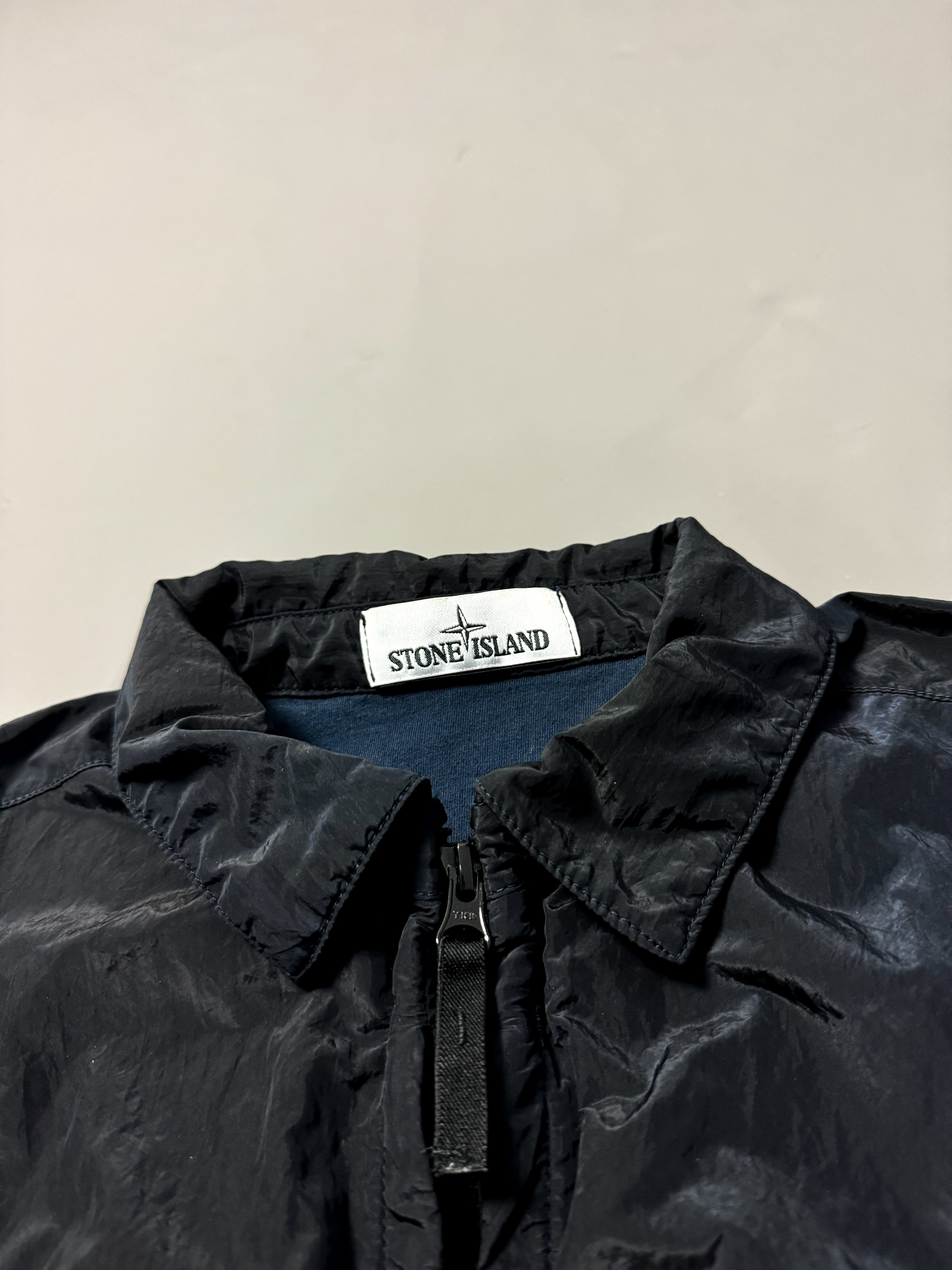 Stone Island Navy Blue Nylon Metal Shimmer Overshirt - Small