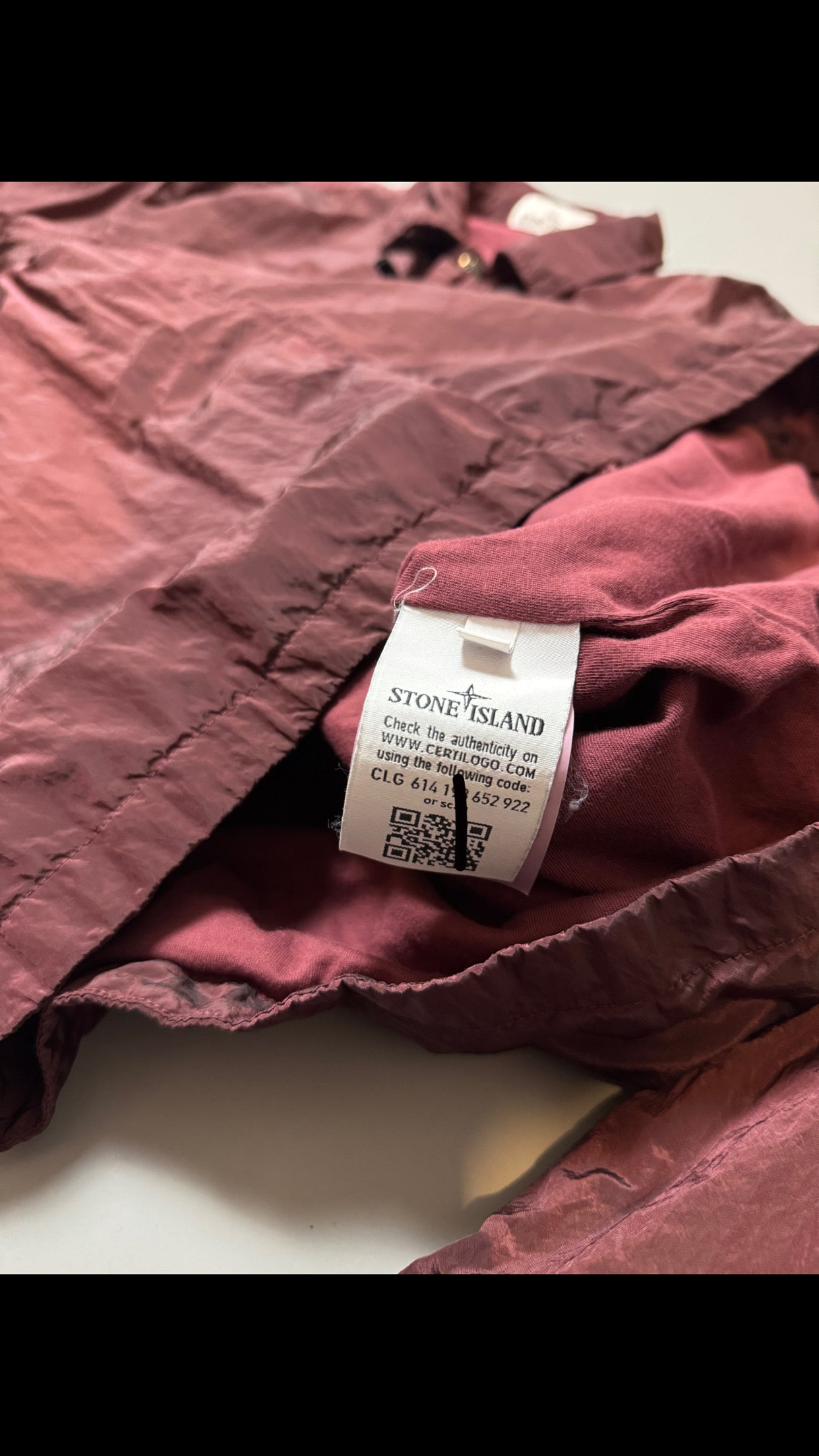 Stone Island Nylon Metal Shimmer Burgundy Overshirt - M