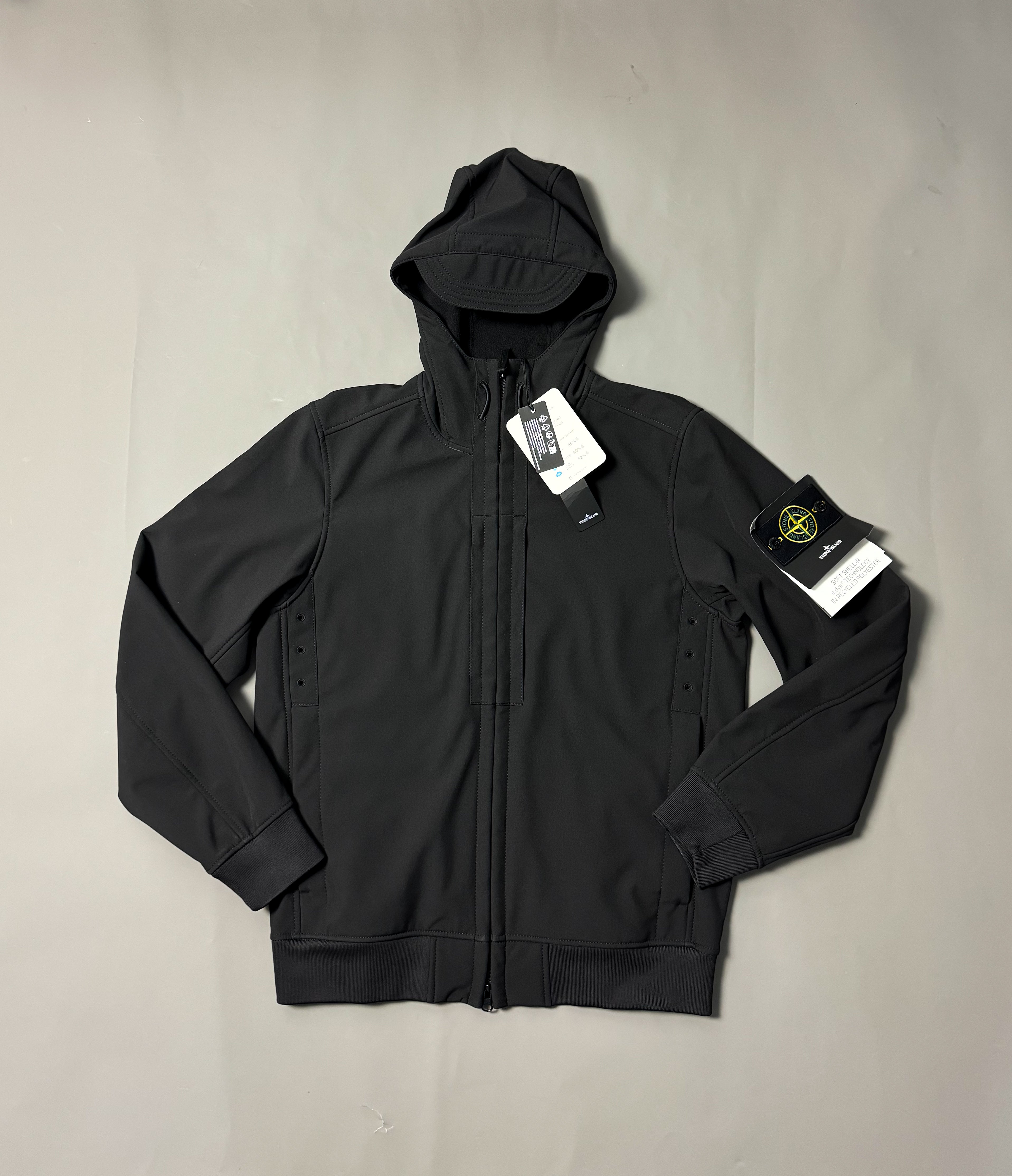 Stone Island Black Re Dye Technology Soft Shell R Jacket - Small