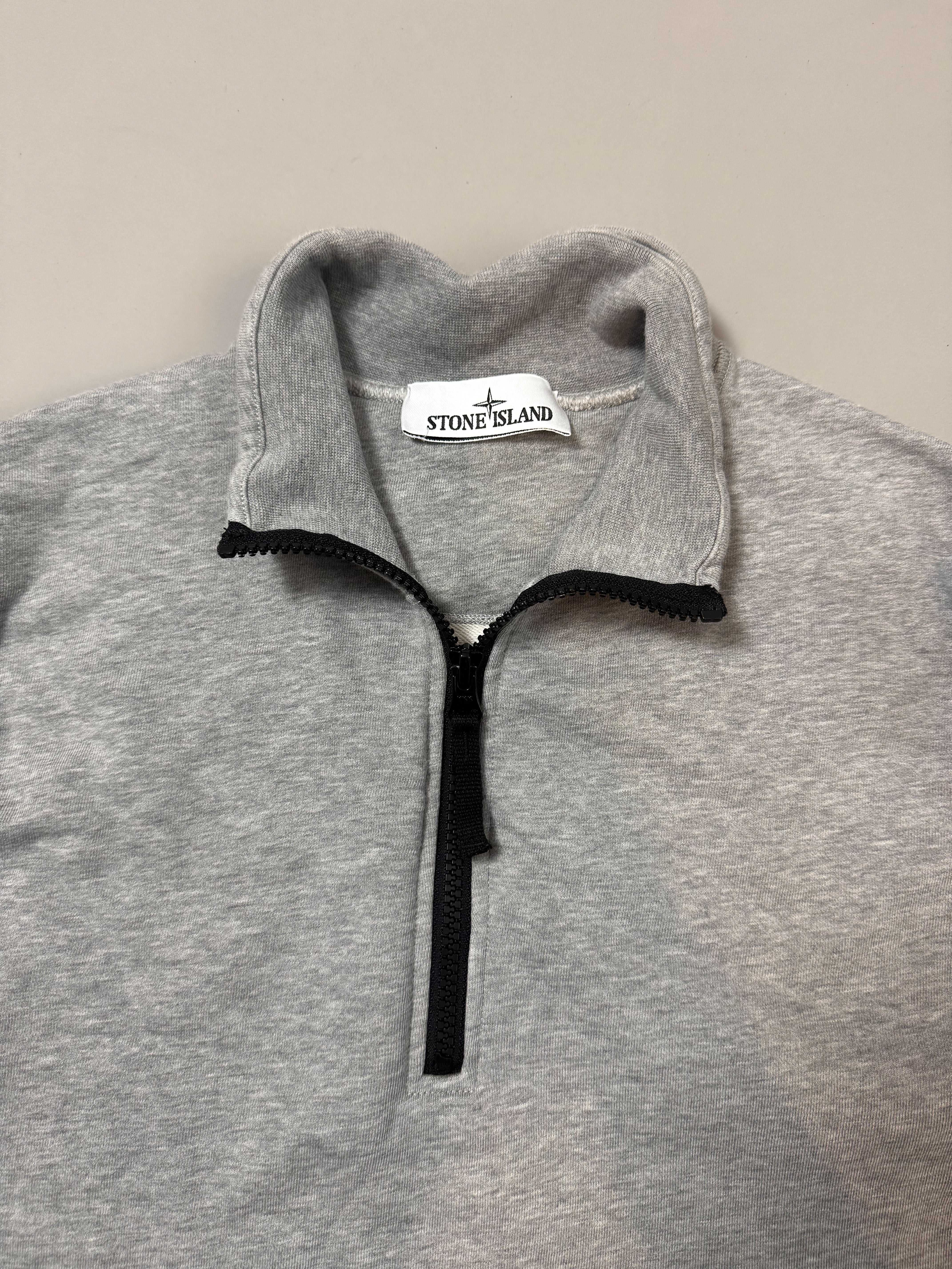 Stone Island Grey 1/4 Zip Sweatshirt - Small