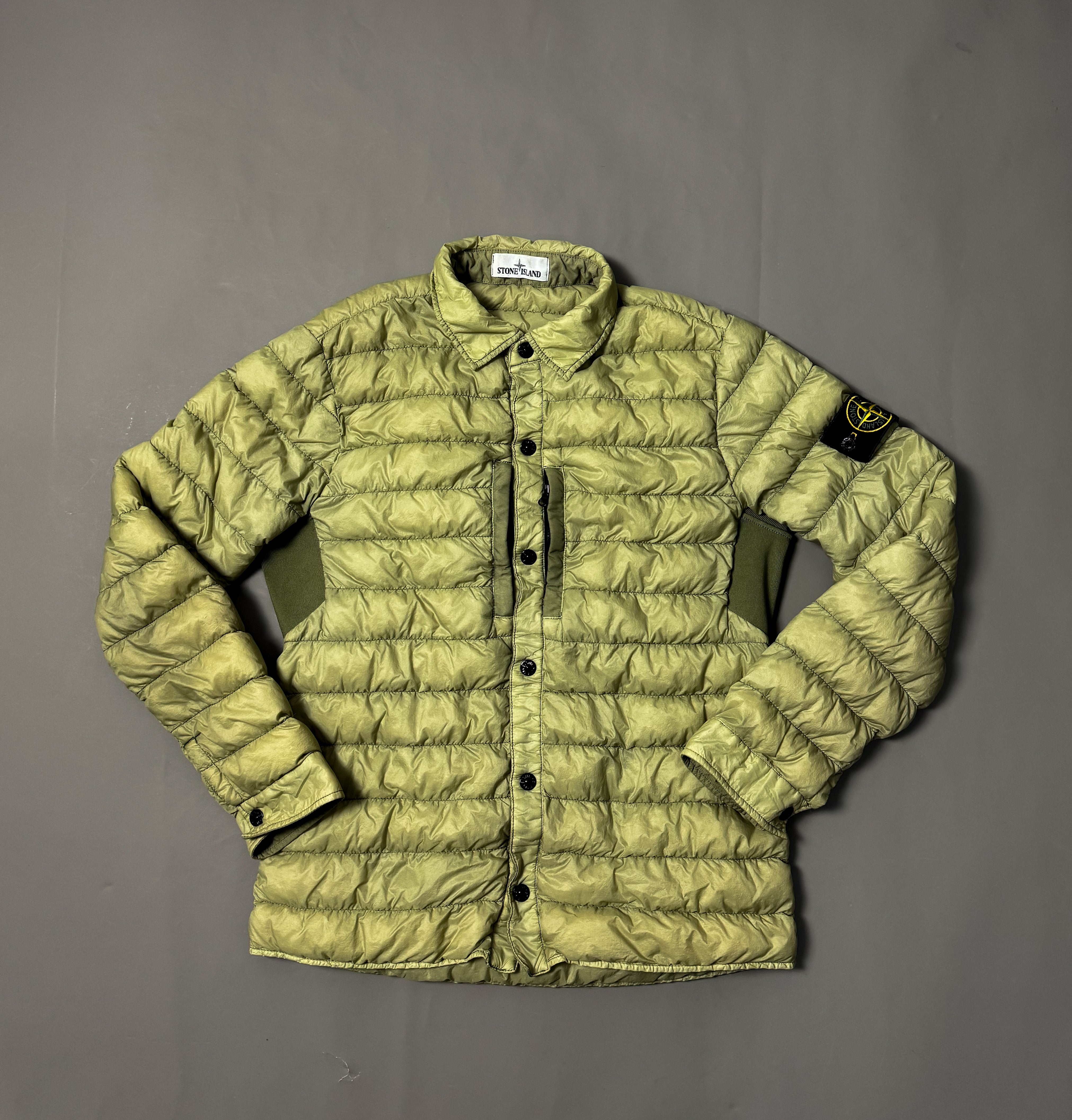 Stone Island Green Garment Dyed Micro Yarn Down Jacket - Medium