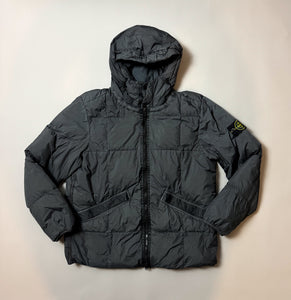 Stone Island Charcoal Grey Garment Dyed Crinkle Reps Hooded Down Jacket - XXL