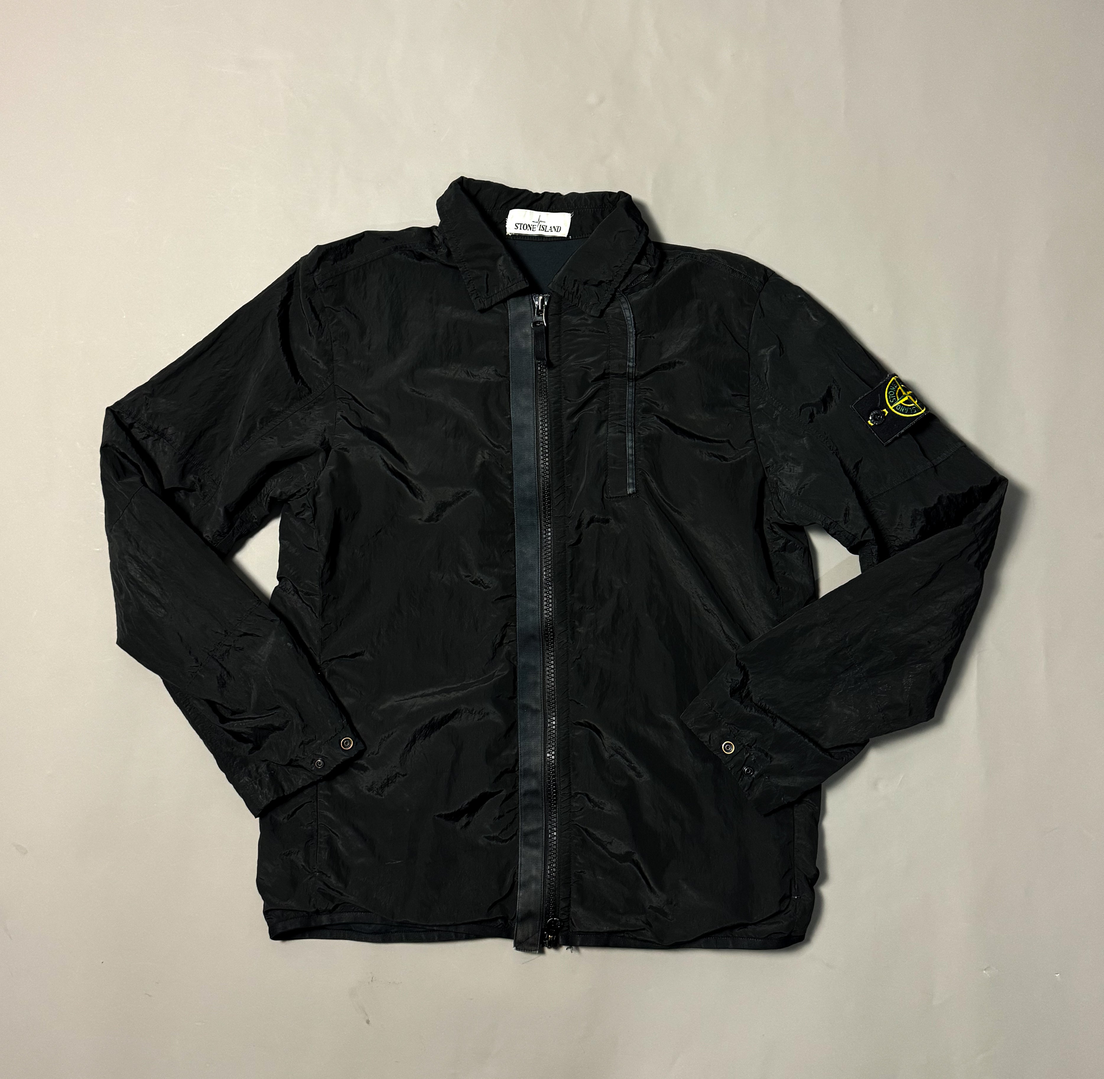 Stone Island Black Nylon Metal Shimmer Overshirt - Medium