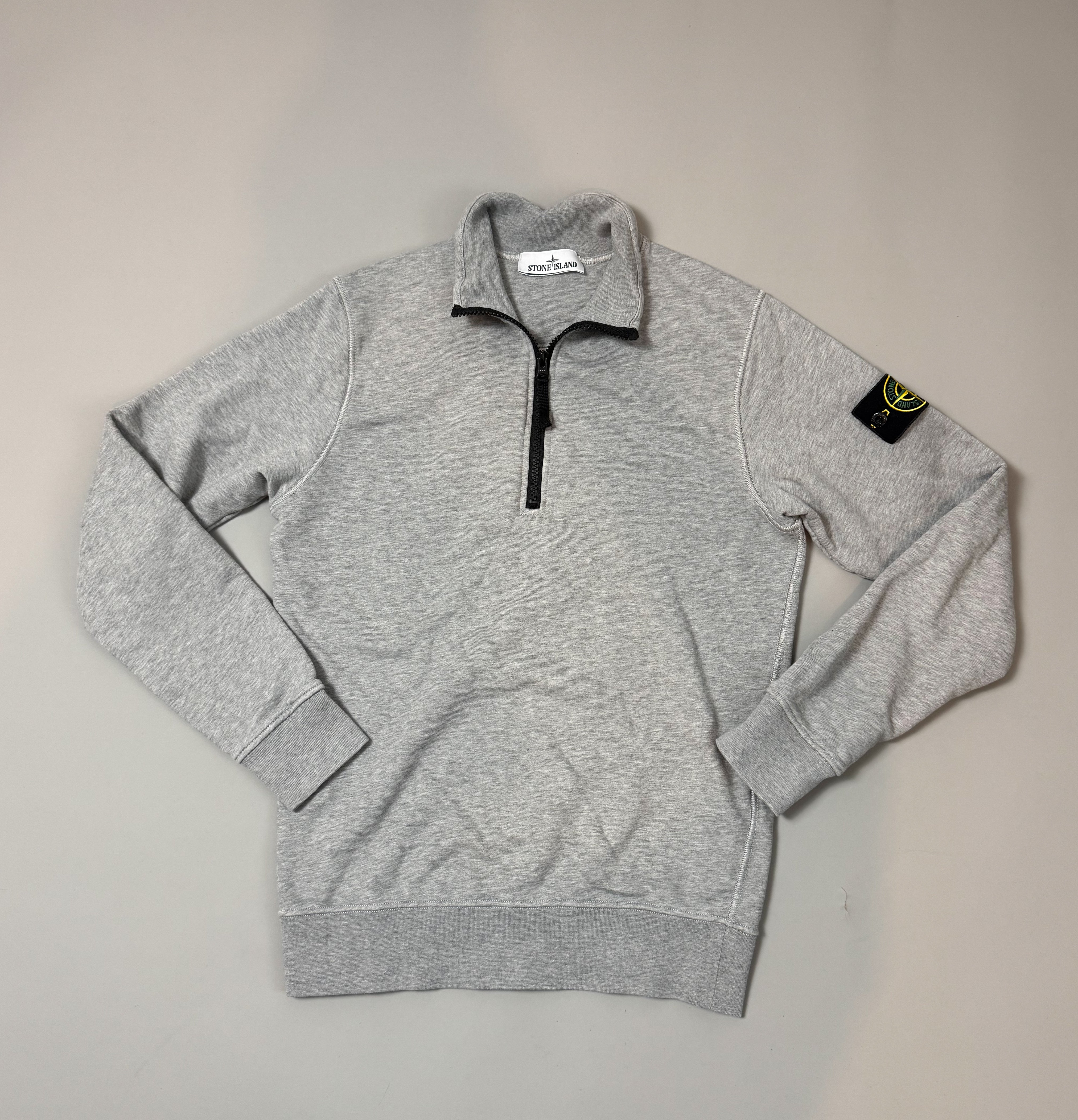 Stone Island Grey 1/4 Zip Sweatshirt - Small