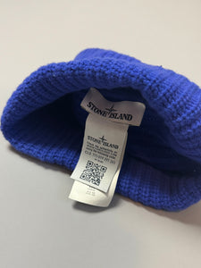 Stone Island Blue Ribbed Wool Patch Beanie