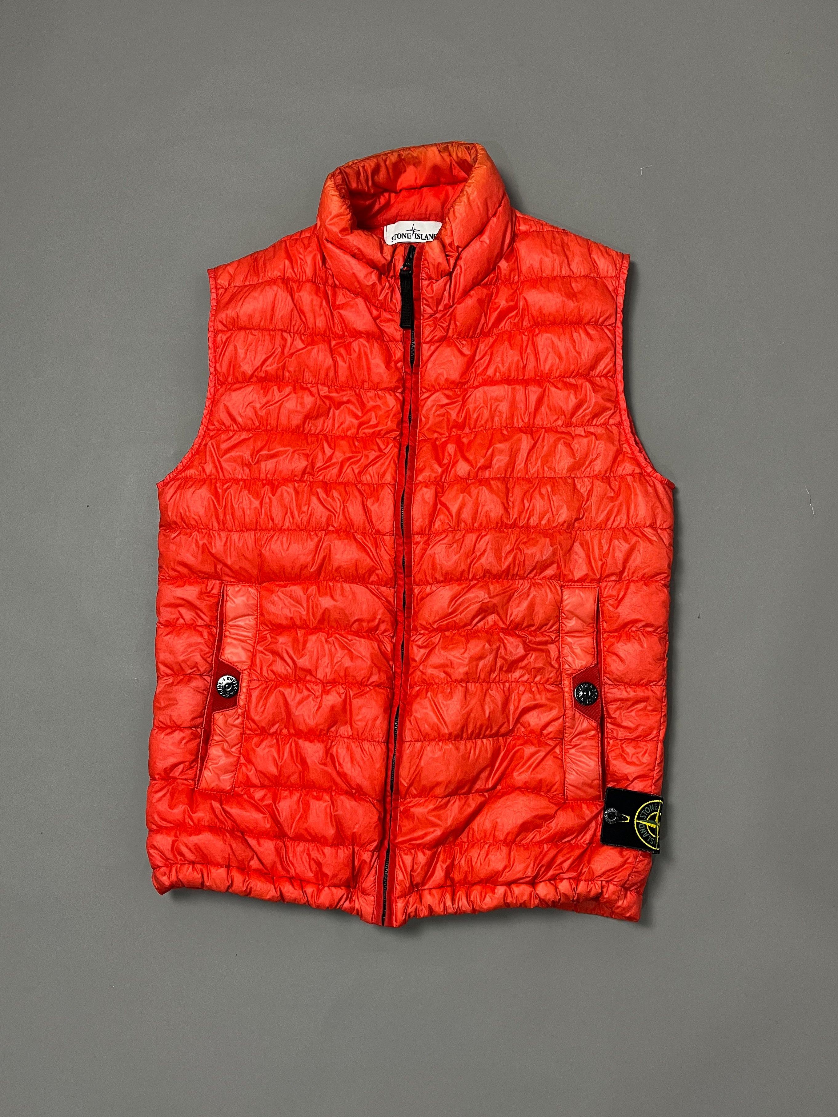 Stone Island Red Garment Dyed Down Gilet - Small