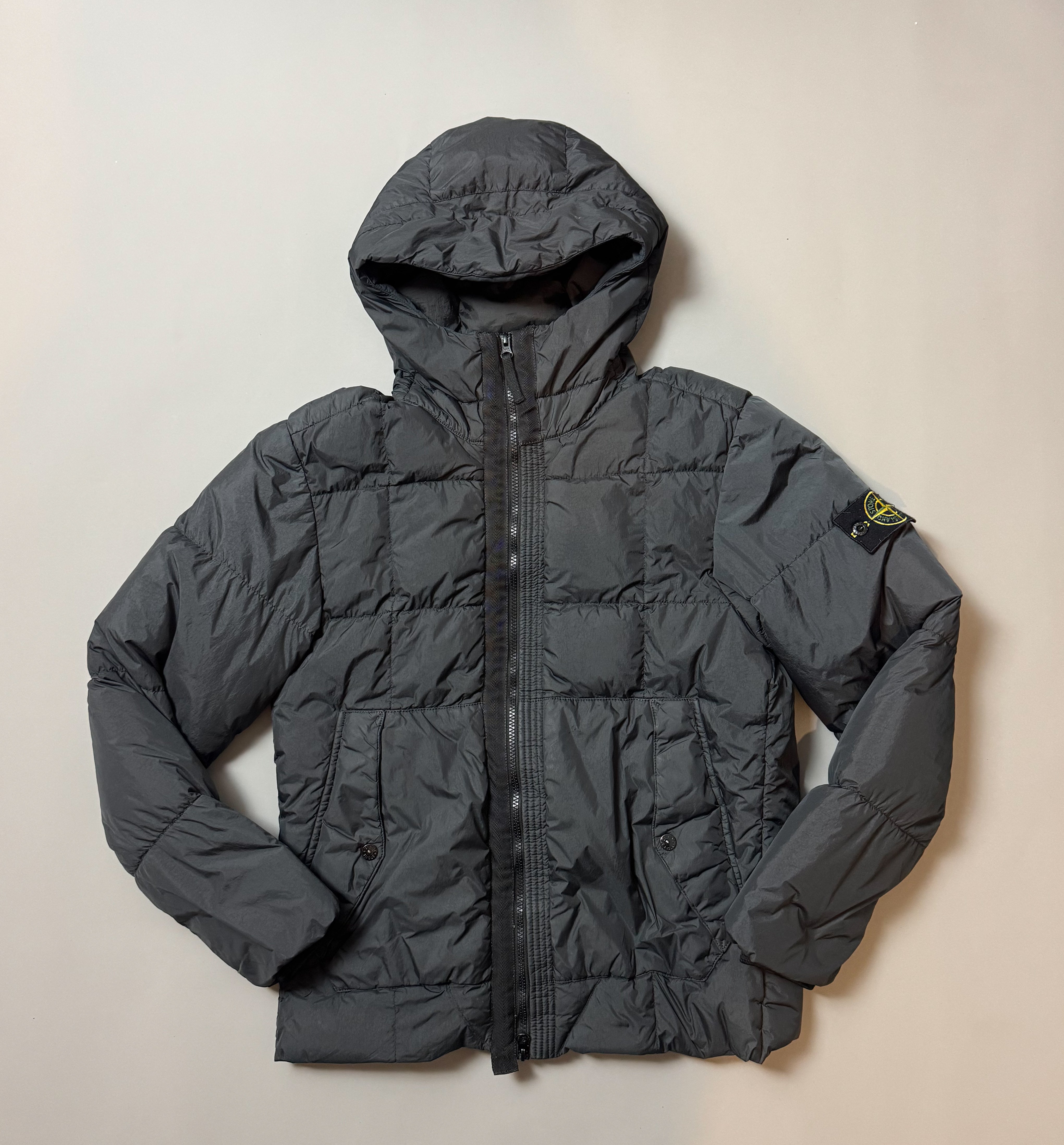 Stone Island Charcoal Crinkle Reps NY Down Puffer Jacket - M