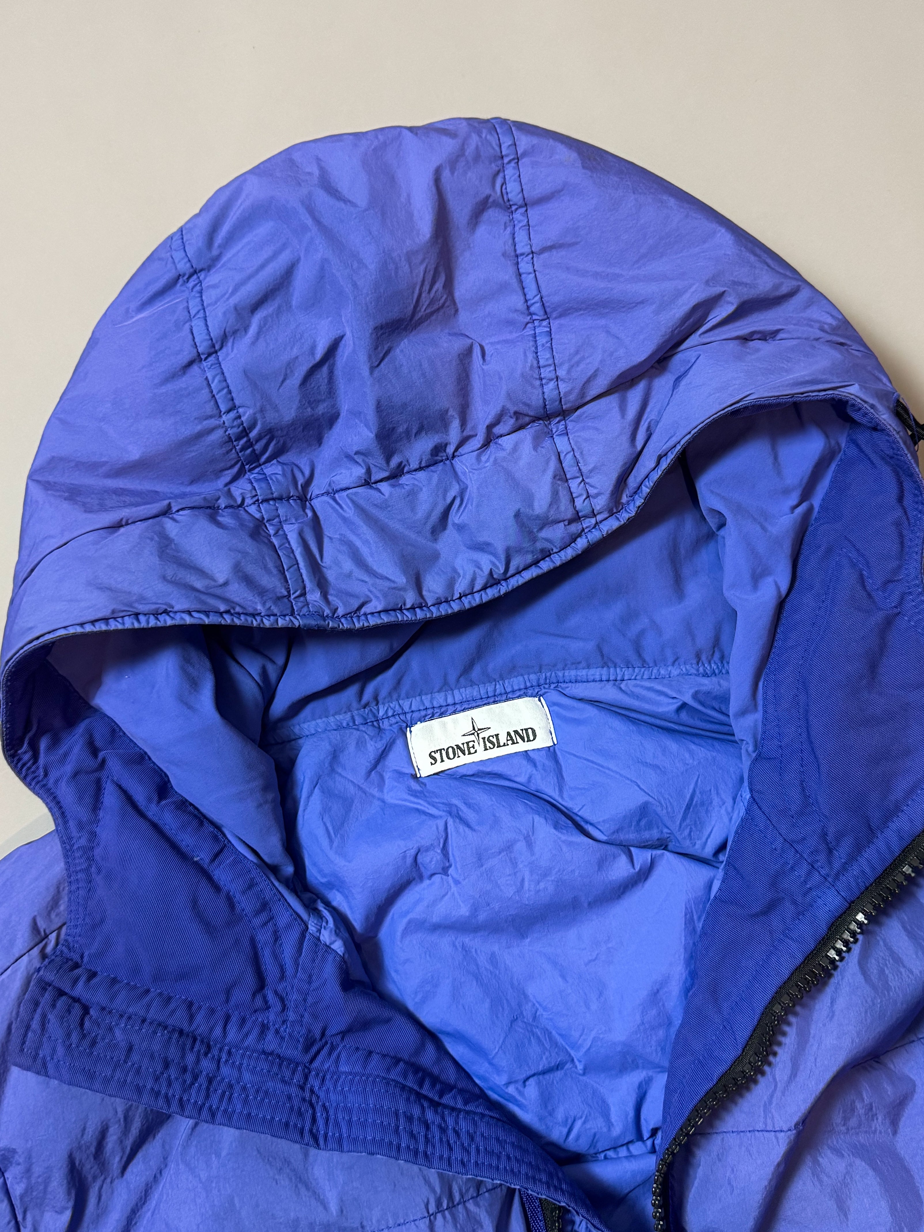 Stone Island Blue Garment Dyed Crinkle Reps Hooded Down Jacket - XL