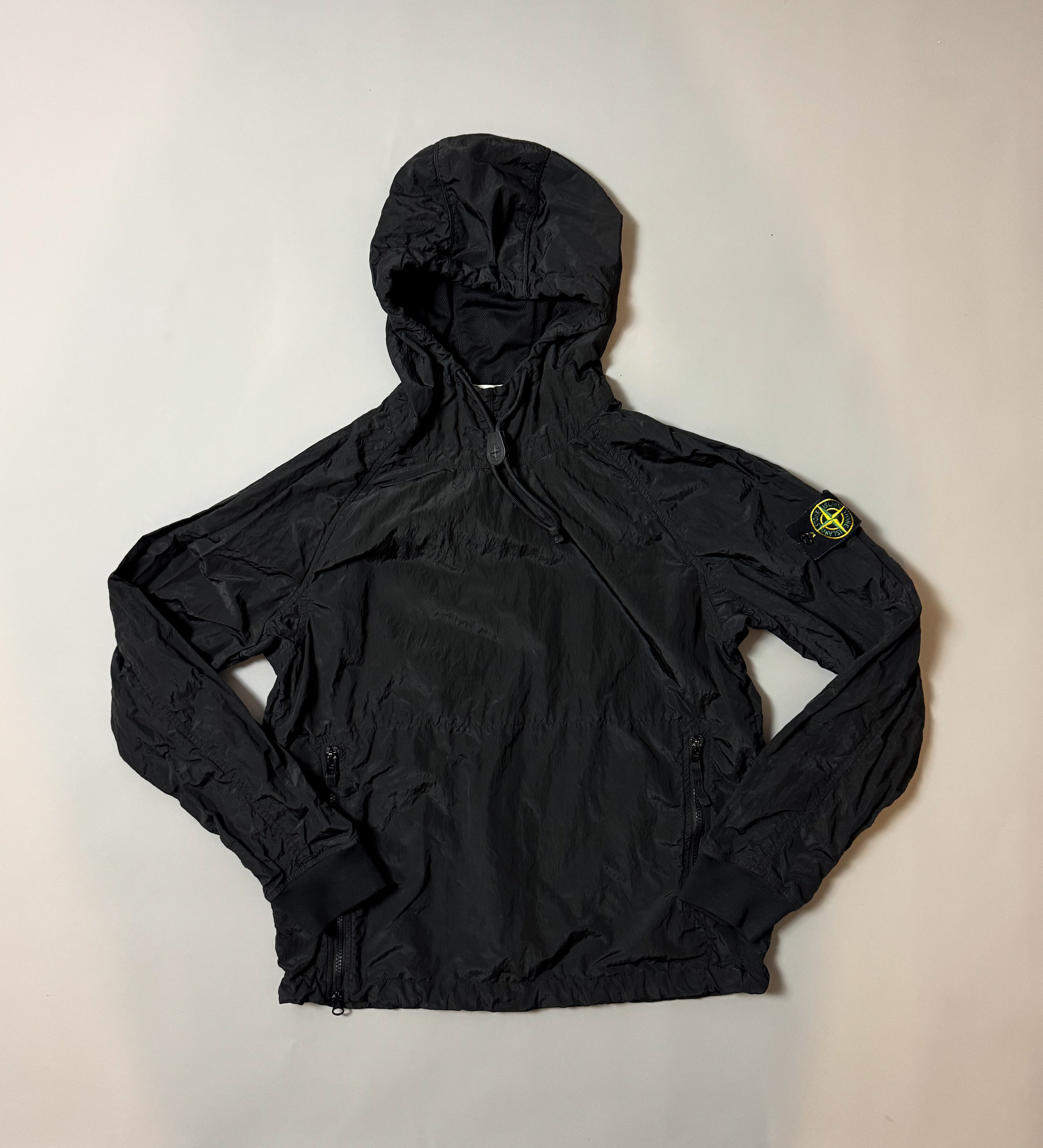 Stone Island Black Nylon Metal Shimmer Hooded Smock - S