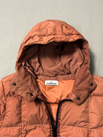 Load image into Gallery viewer, Stone Island Rust Garment Dyed Crinkle Reps Hooded Down Jacket - M
