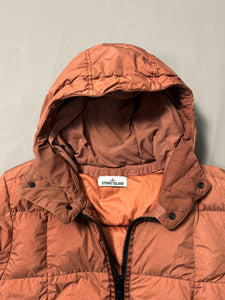 Stone Island Rust Garment Dyed Crinkle Reps Hooded Down Jacket - M