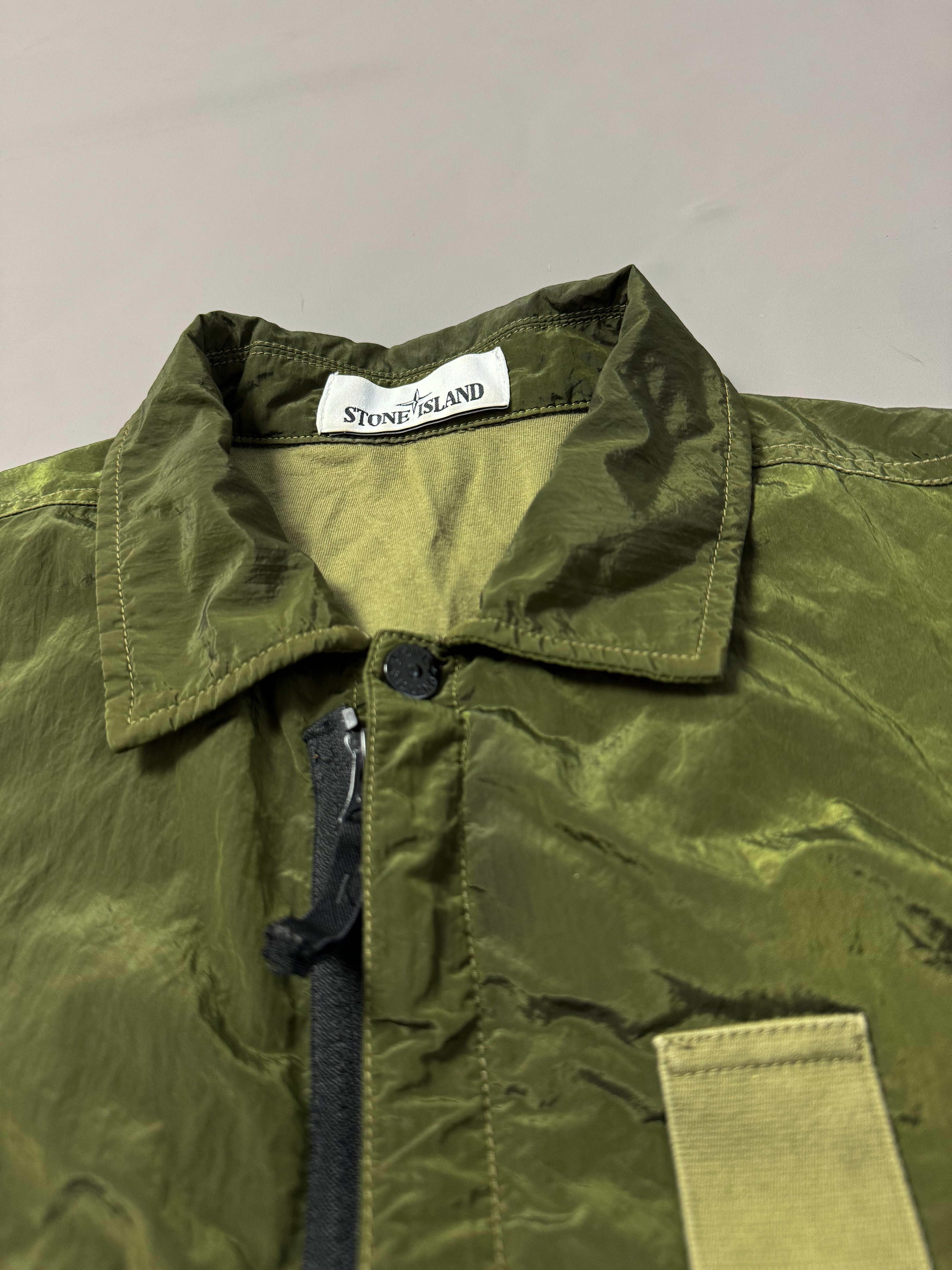 Stone Island Green Nylon Metal Shimmer Overshirt - Small