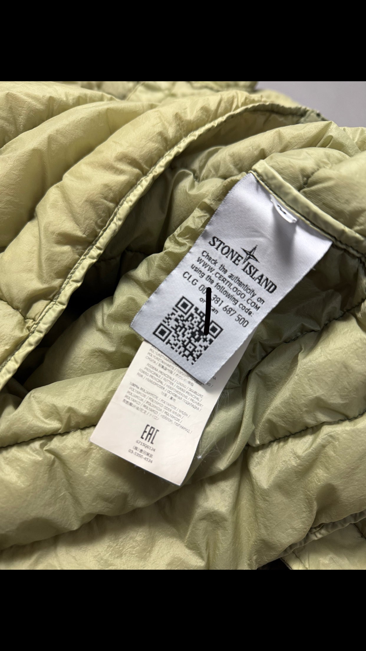 Stone Island Green Garment Dyed Micro Yarn Down Jacket - Medium